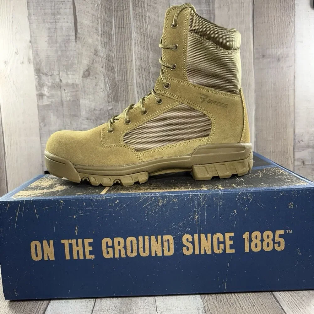 Bates Tac Sport Mens Size 9 Tactical Duty Suede Boots 8 Inch Zip Soft Toe Coyote